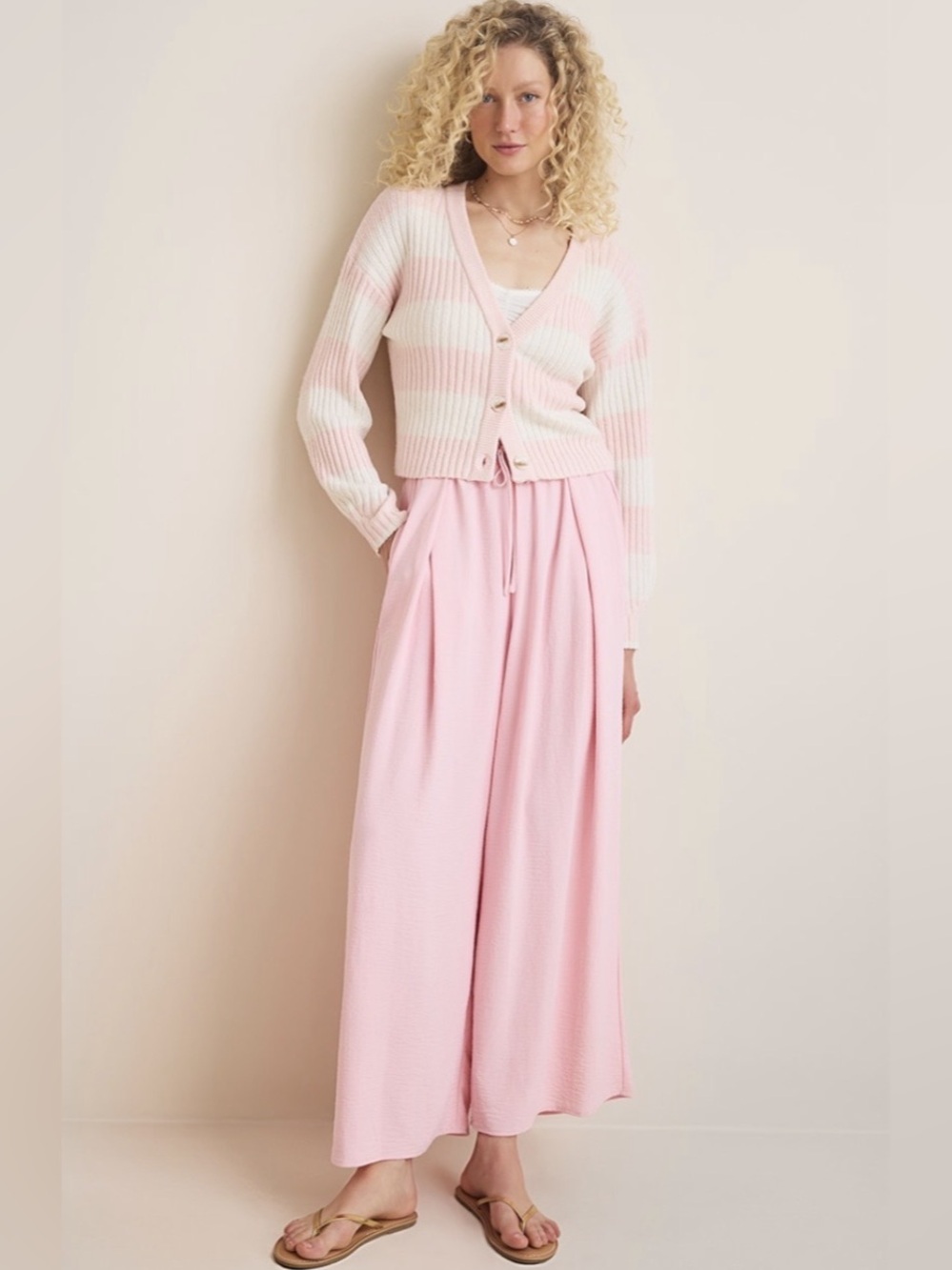 *Amy* Pink Wide Leg Pants